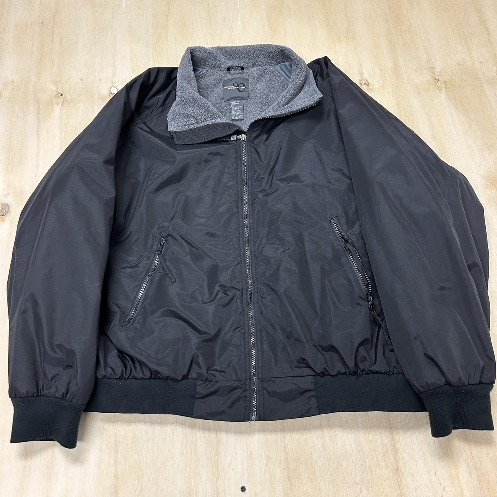 Outdoor Exchange Jacket Mens XL Black Nylon Fleece Lined Bomber Zip Pockets